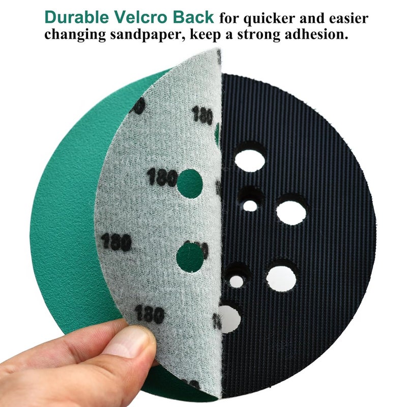 Aiyard 5-Inch 8-Hole Wet Dry Sanding Discs 180 Grit, Polyester Film Backed Heavy-Duty Hook and Loop Sandpaper for Random Orbital Sander, 50-Pack - Image 5